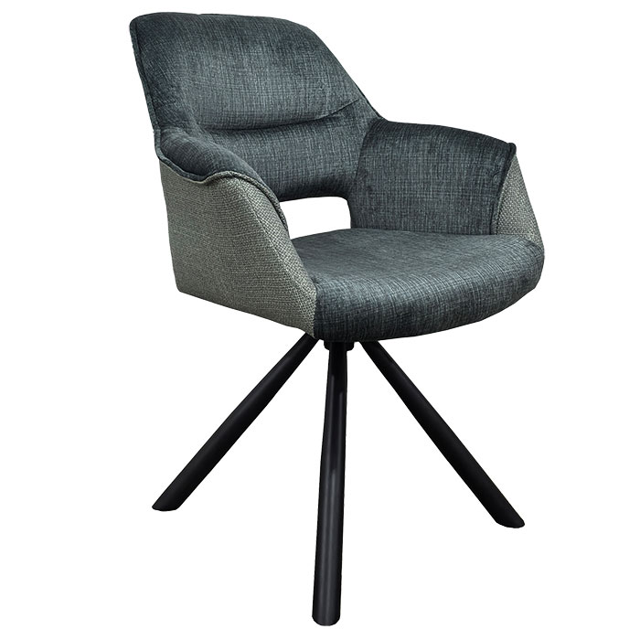Fauteuil pivotant bi-matière, couleur bleue (lot de 2) IENA