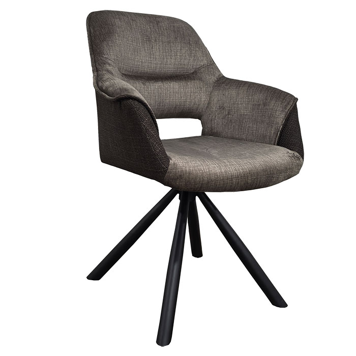 Fauteuil pivotant bi-matière, couleur chocolat (lot de 2) IENA