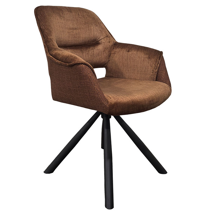 Fauteuil pivotant bi-matière, couleur cuivre (lot de 2) IENA