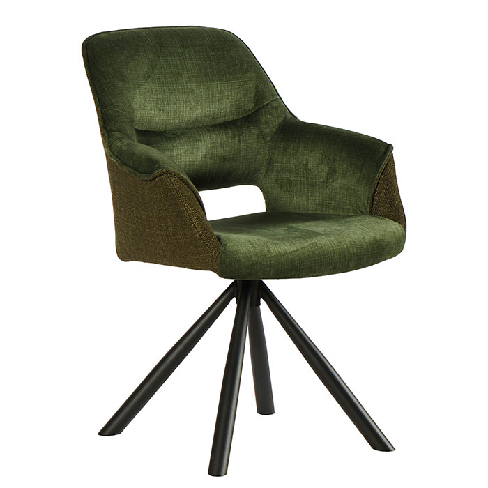 Fauteuil pivotant bi-matière, couleur moutarde (lot de 2) IENA
