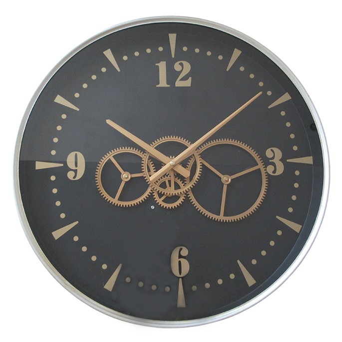 Horloge murale noire et or moderne