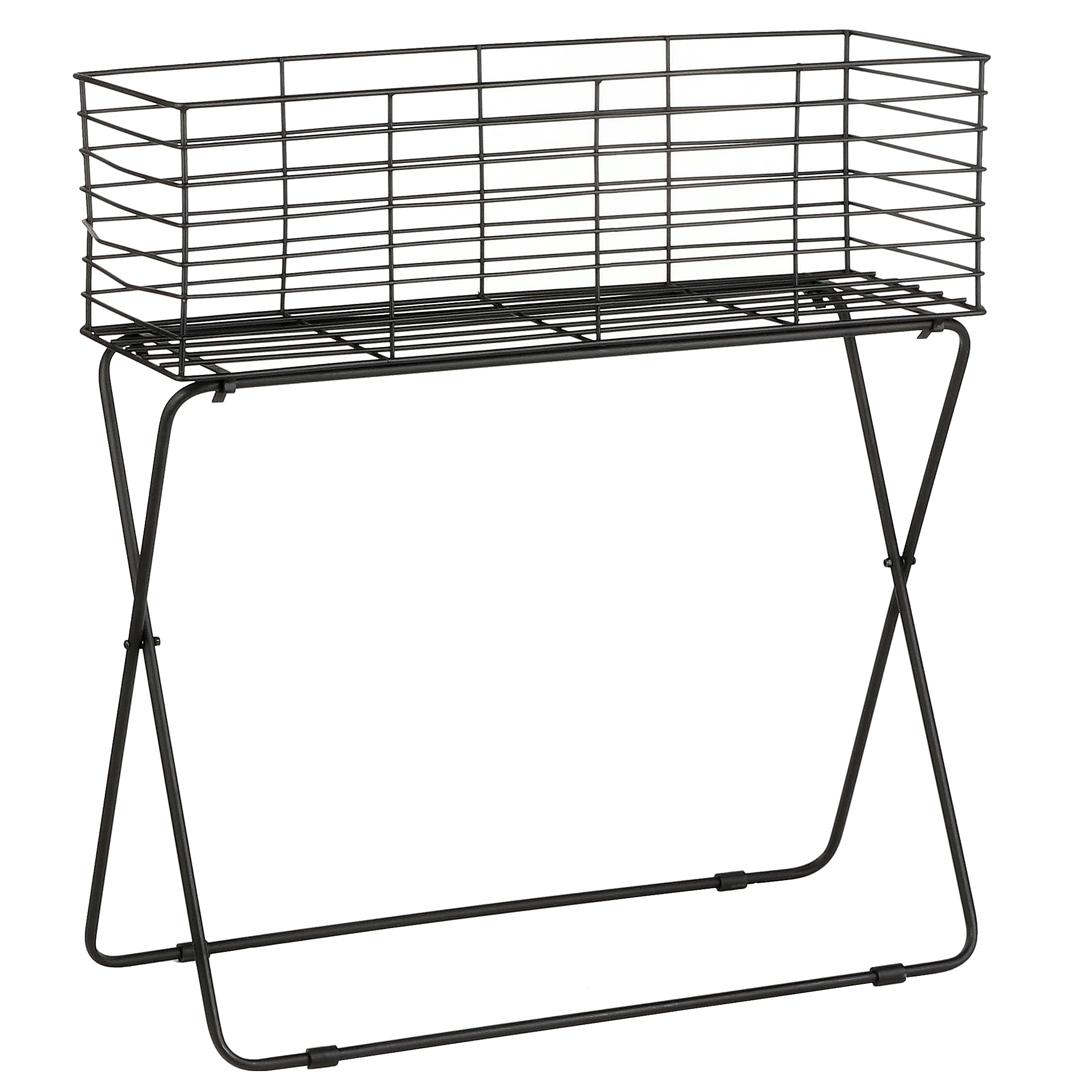 Jardinière filaire noire sur pied H 76 cm
