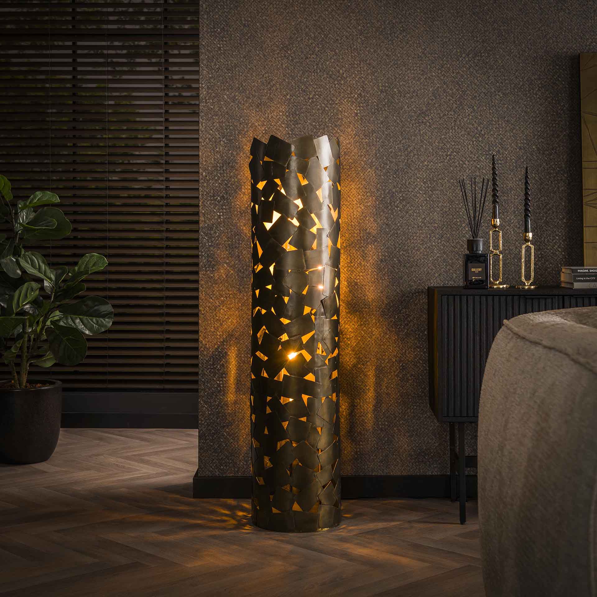 Lampadaire de salon avec composition en métal, finition bronze vieilli TRIBECA