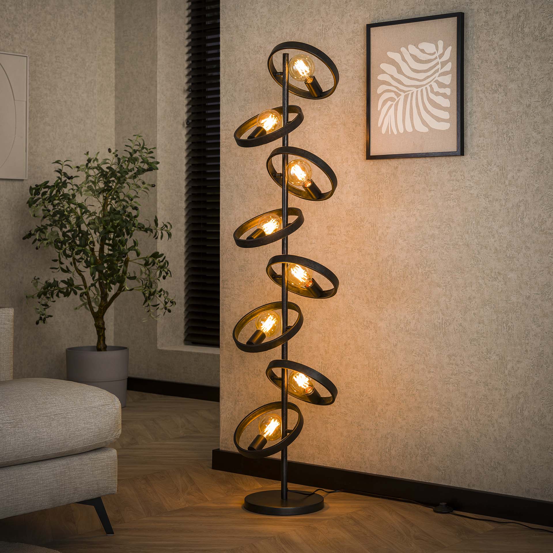Lampadaire salon 8 anneaux RALF
