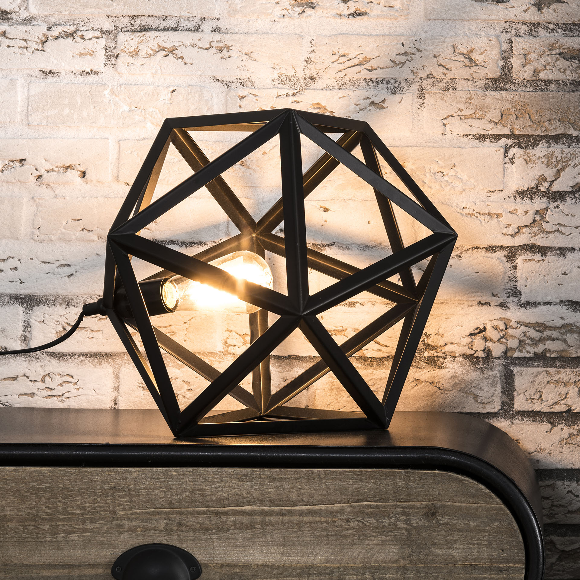 Lampe à poser métal noir forme hexagonale 41cm TRIBECA
