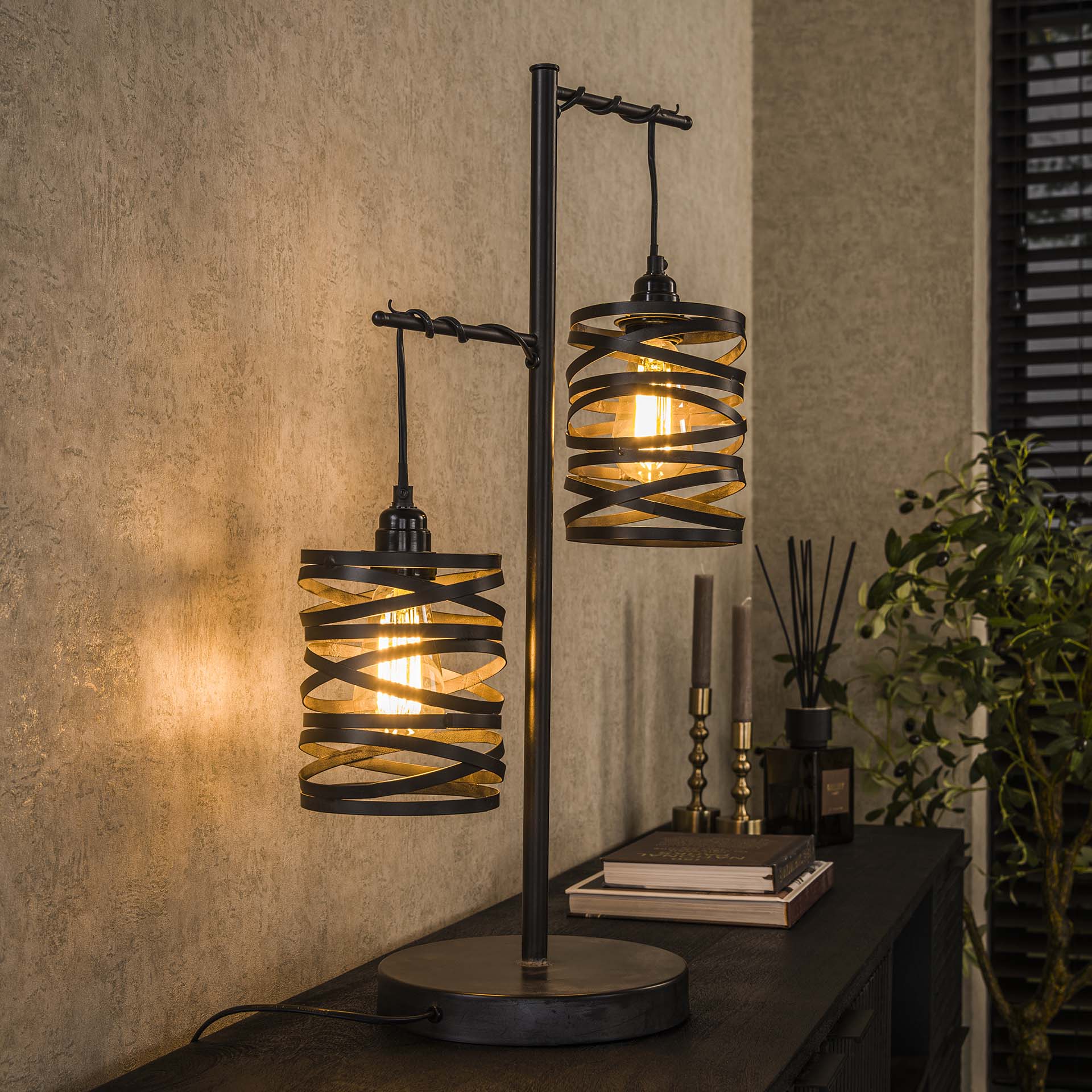 Lampe à poser ruban 2 abat-jours RALF
