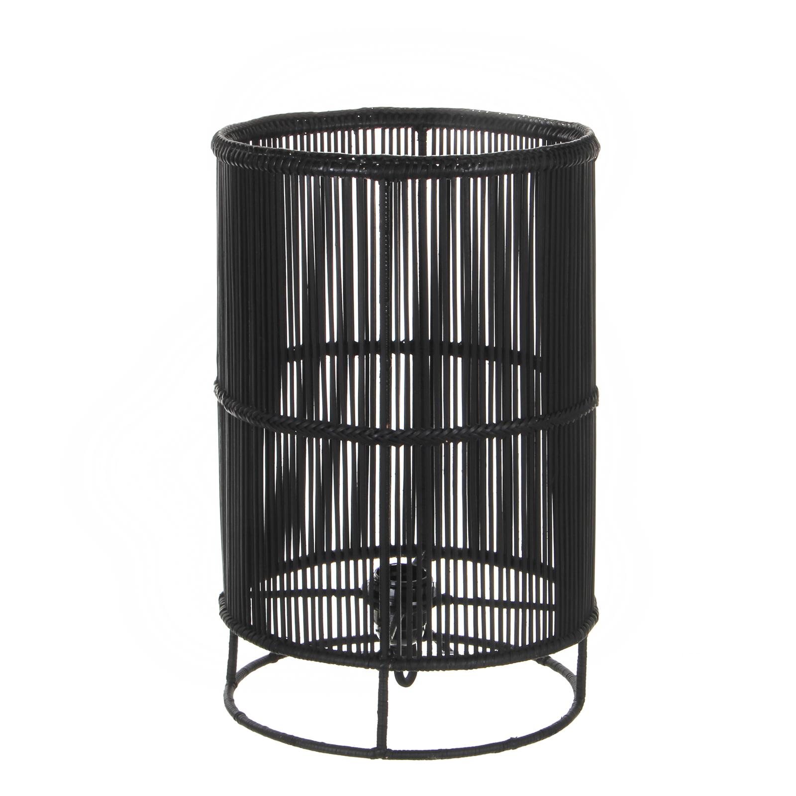Lampe Cylindre en métal filaire ajouré noir D25xH40cm