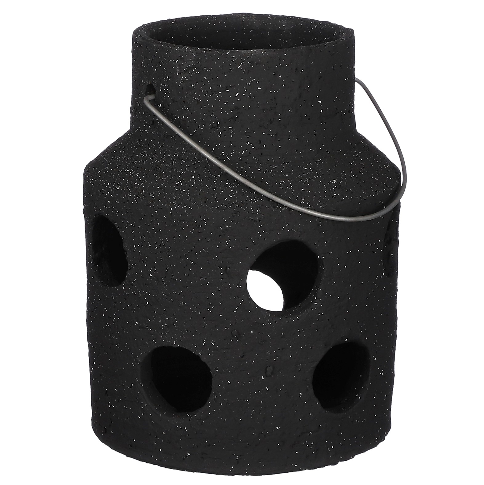 Lanterne ronds ajourés gris foncé 25 cm