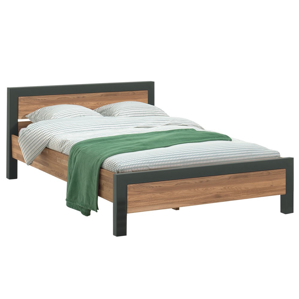 Lit 2 personnes en bois de chêne et métal 180 cm FERSCOTT 2