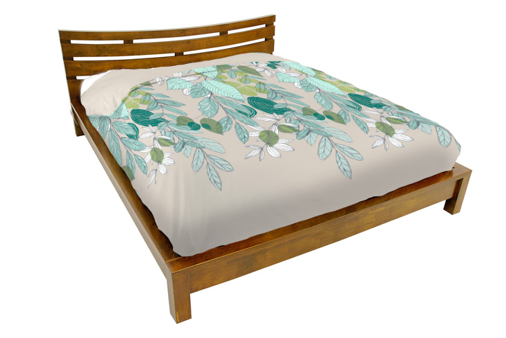 Lit 2 places couchage 140x190 avec tête de lit basse Hévéa 156x204x80cm NIAGARA