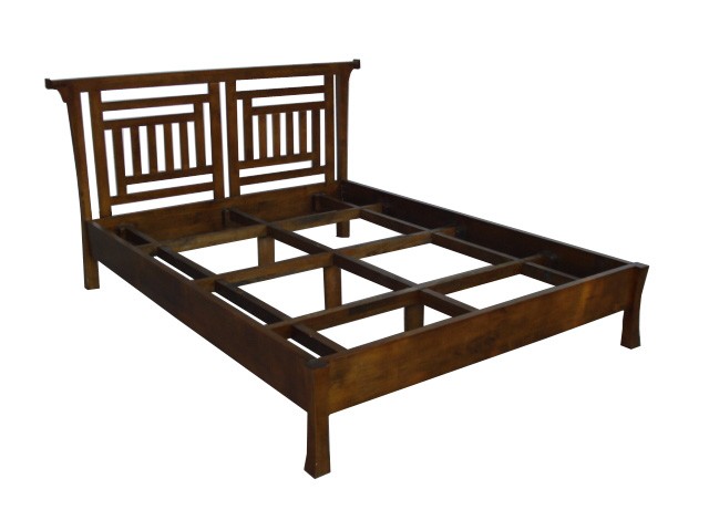 Lit 2 places Pagode Hévéa pour couchage 140x190 pieds évasés sans pied de lit 170x203x106cm MAORI