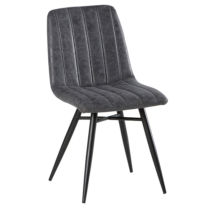 Chaise en tissu gris et pieds métal évasés (lot de 2) KERALA