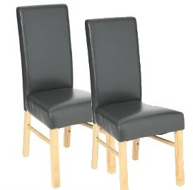Chaise moderne grise avec pieds bois (lot de 2)