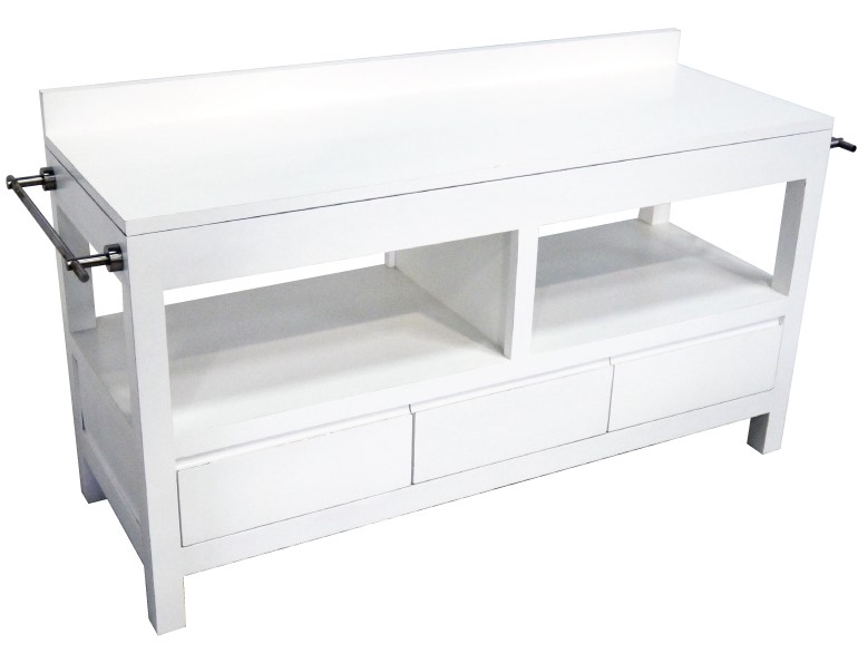 Meuble bas salle de bain 3 tiroirs hévéa 154cm OLGA