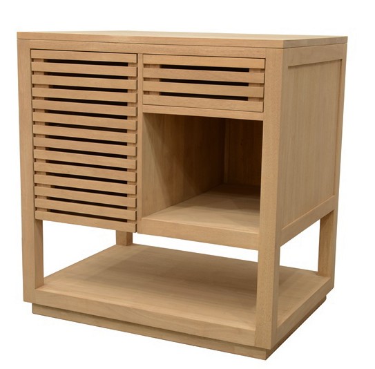Meuble / Buffet 1 porte Persienne, 1 tiroir façade Persienne, 1 niche, 1 plateau bas 80x60x85cm NEW ORLEANS