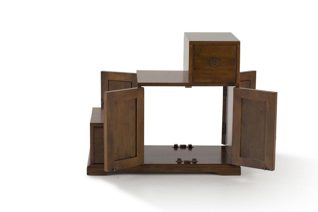 Meuble étagère escalier double face hévéa L67xP38xH60cm MAORI