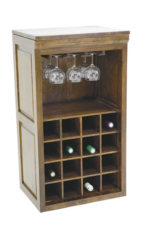Meuble range bouteilles et verres hévéa 49x38x88cm TRADITION