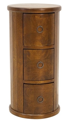 Meuble rangement cylindrique 3 tiroirs hévéa massif 56cm TRADITION