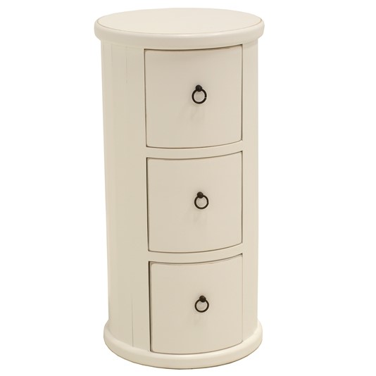 Meuble rangement cylindrique 3 tiroirs hévéa massif 56cm TRADITION