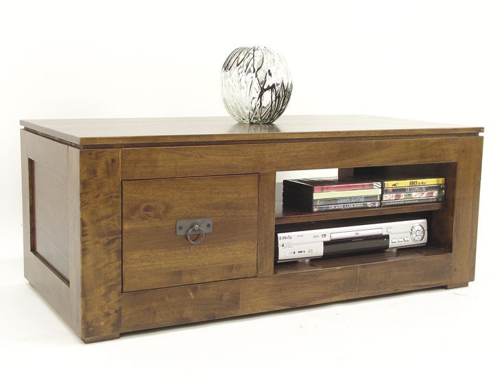 Meuble TV 1 tiroir hévéa 100x50x40cm HELENA