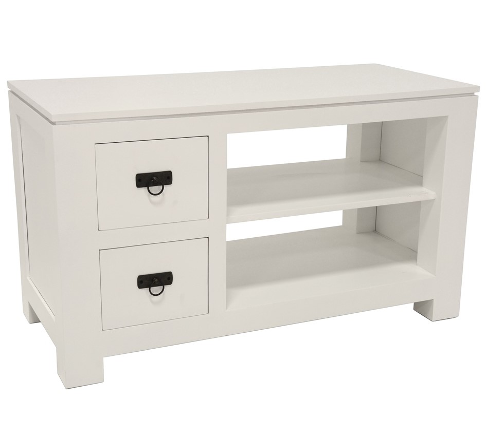 Meuble TV 2 tiroirs hévéa 100x45x58cm HELENA