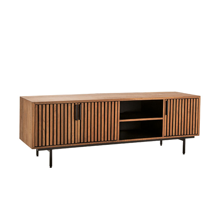 Meuble TV 3 portes 2 niches teck recyclé FANO