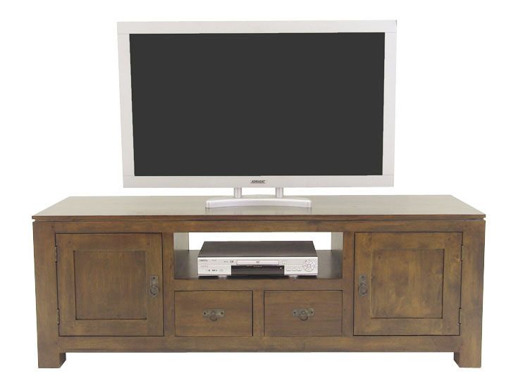 Meuble TV 4 portes hévéa 160cm HELENA