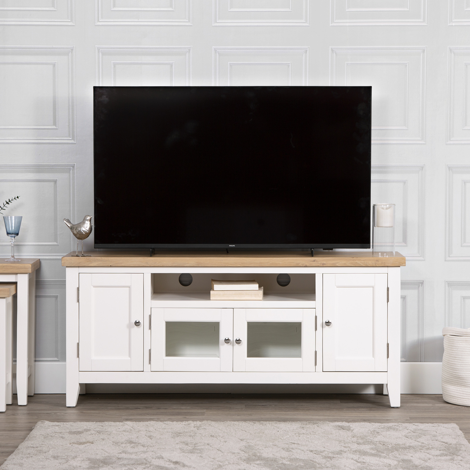 Meuble tv blanc avec rangement NAXOS