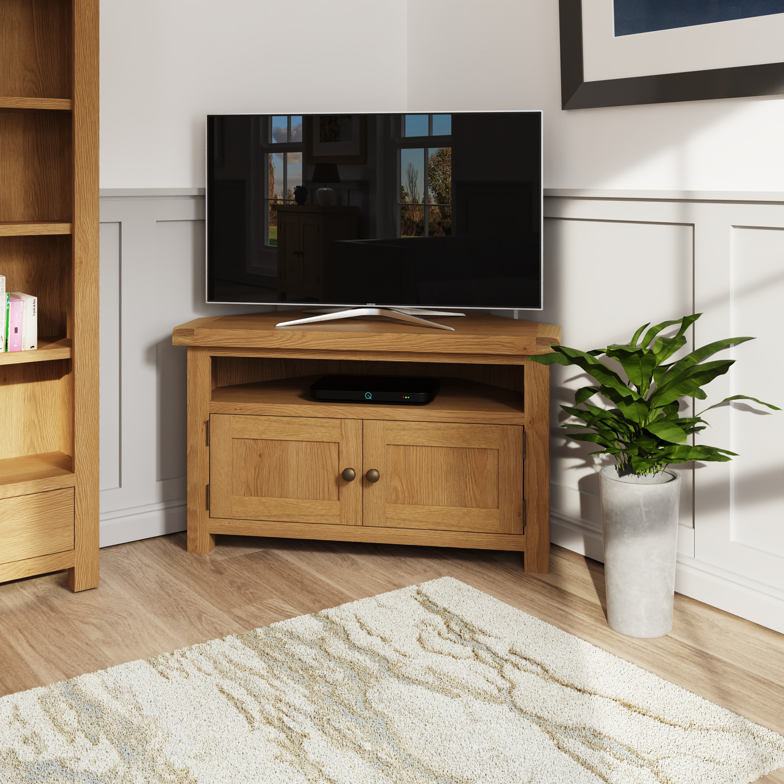 Meuble TV d'angle en bois clair PUERTO
