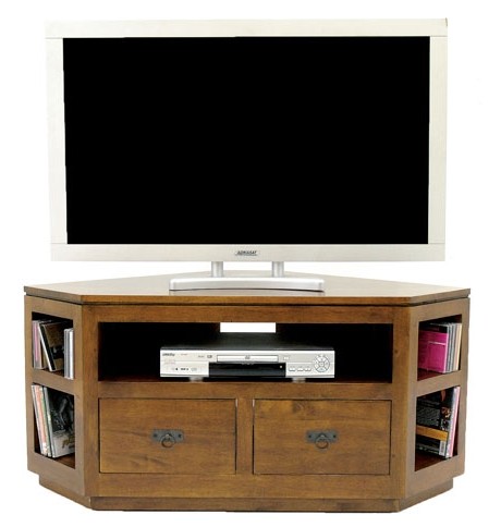 Meuble TV d'angle hévéa 120cm HELENA