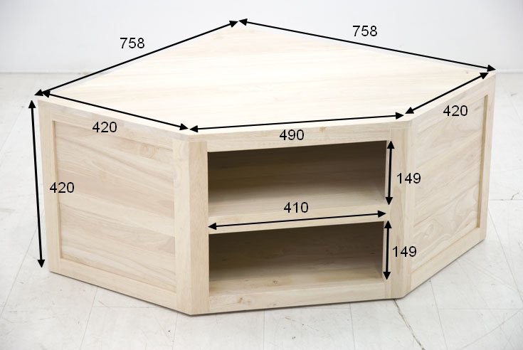 Meuble TV d'angle hévéa 76CM OLGA