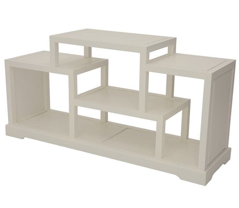 Meuble TV destructuré Hévéa double faces, 4 niches 150x45x75cm MAORI