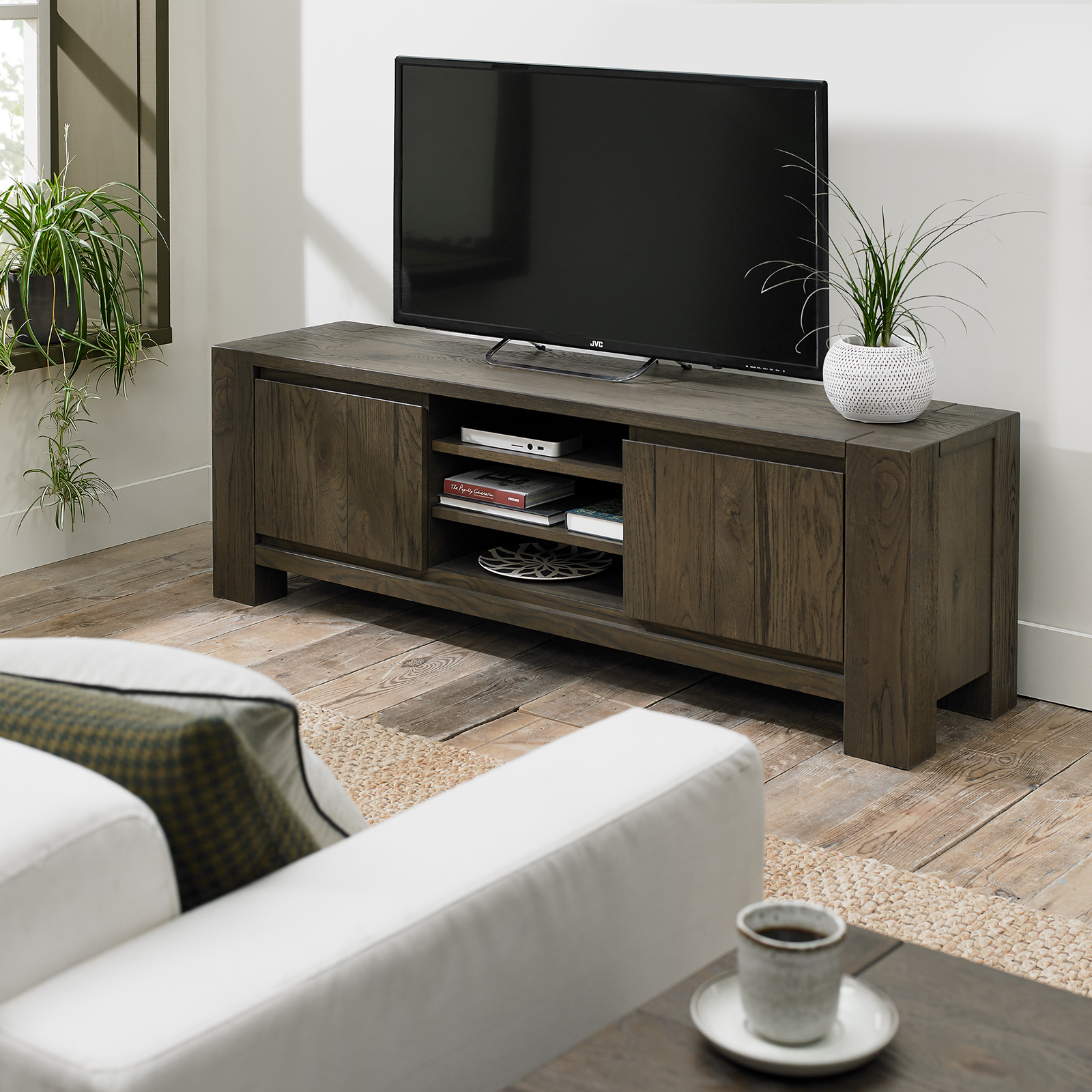 Meuble tv en bois de chêne fumé ALLEN
