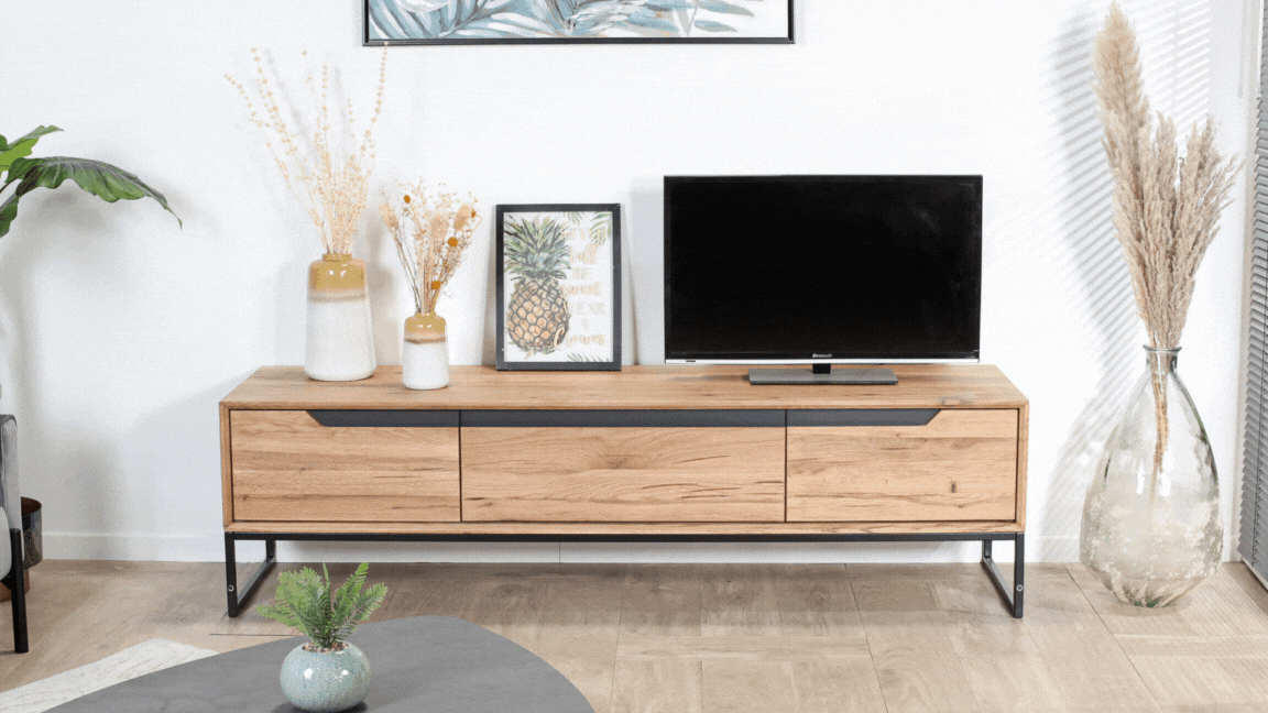 Meuble tv en bois de chêne huilé PALERME