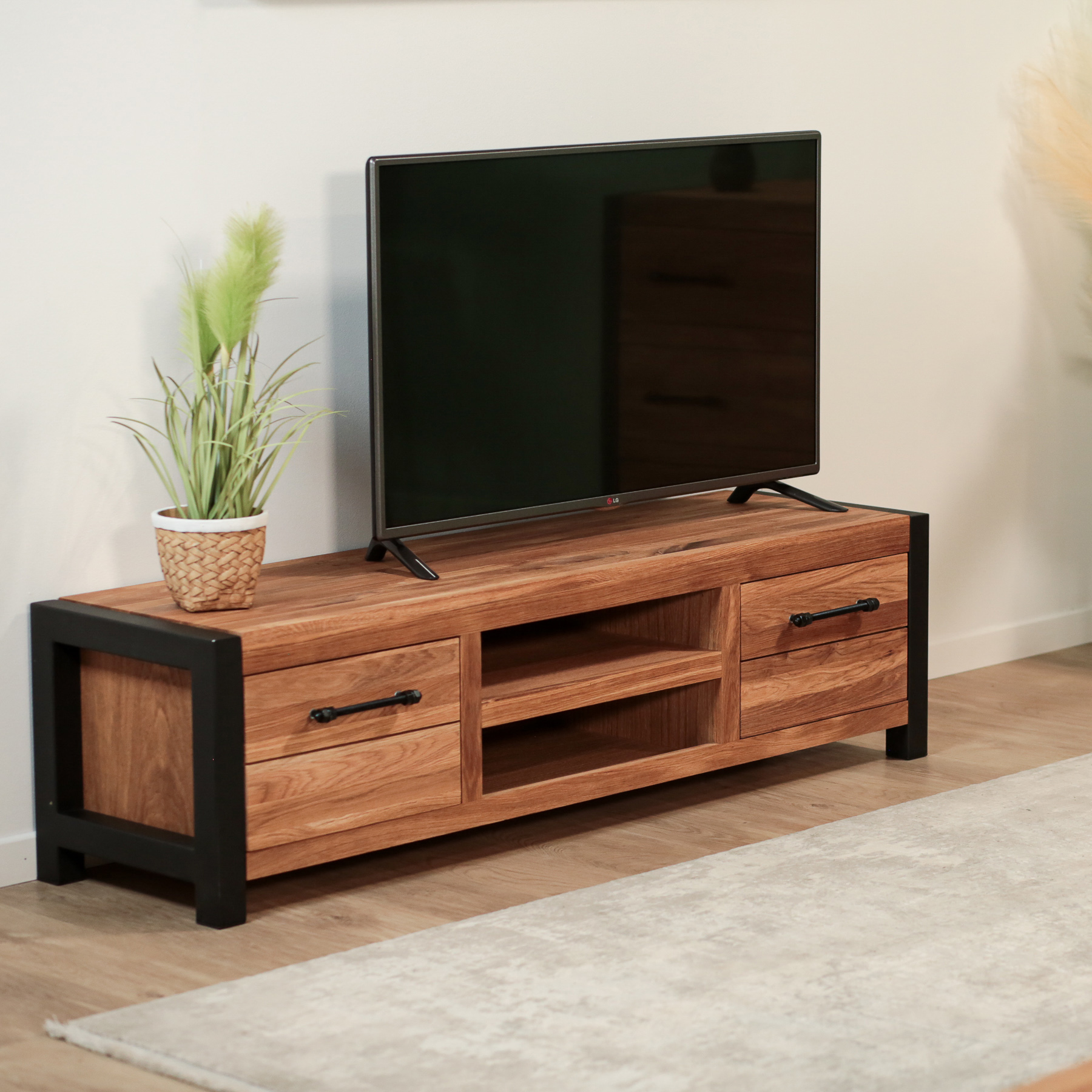 Meuble tv en chêne huilé FERSCOTT 2