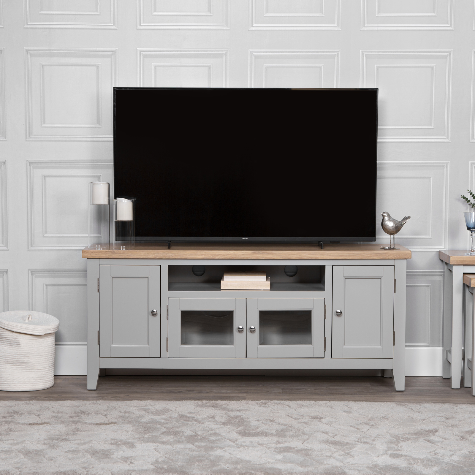 Meuble tv gris avec rangement PAROS