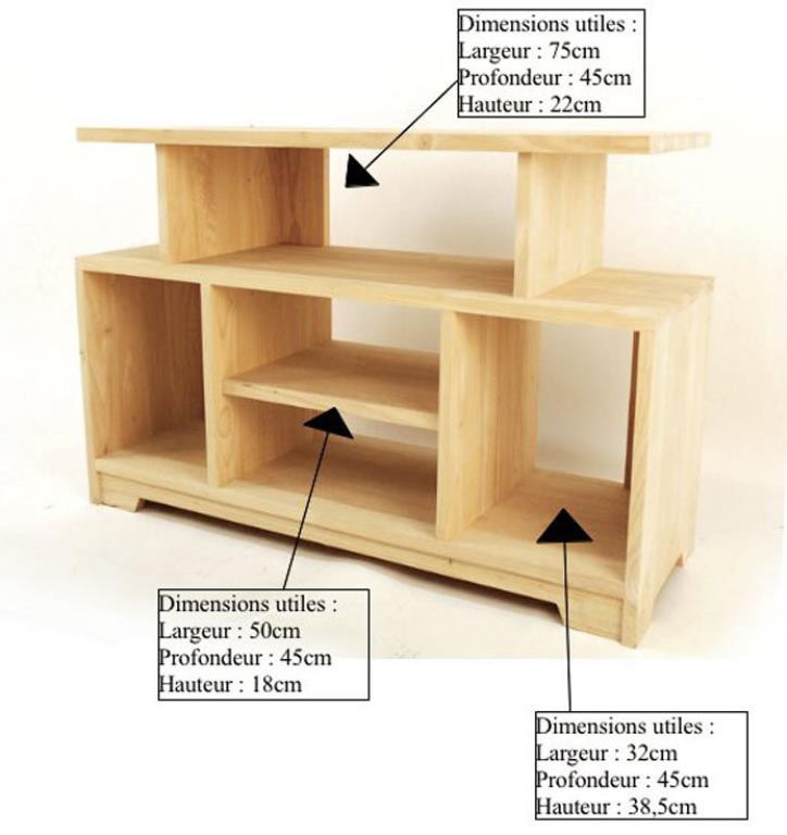 Meuble TV hévéa 124cm HELENA