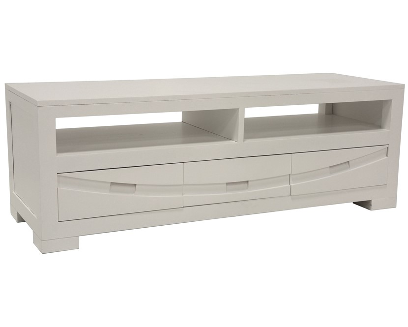 Meuble TV Hévéa 3 tiroirs, 2 niches 130x45x45cm NIAGARA