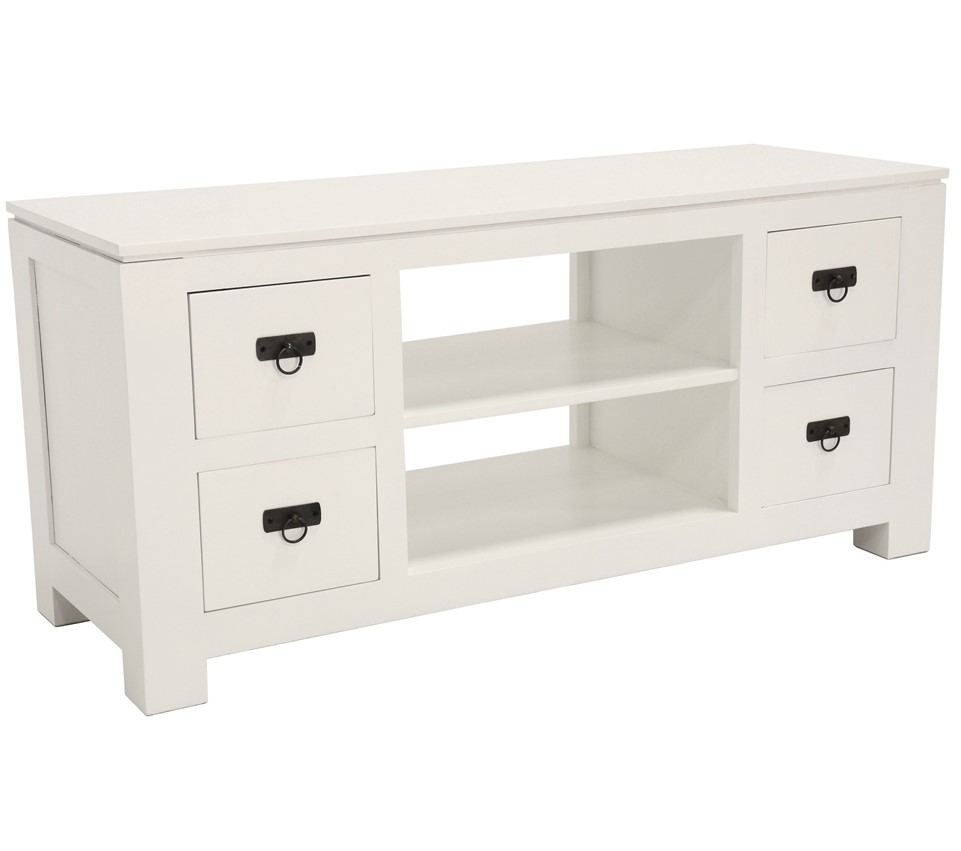 Meuble TV hévéa 4 tiroirs 125x45x58cm HELENA