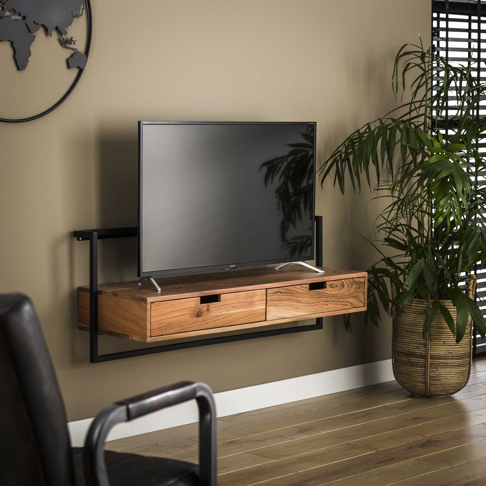 Meuble tv suspendu en bois et métal MELBOURNE