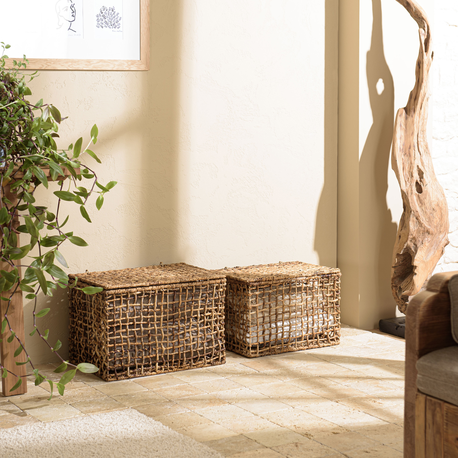 Panier de rangement / coffre en chanvre tressé (lot de 2) SWING