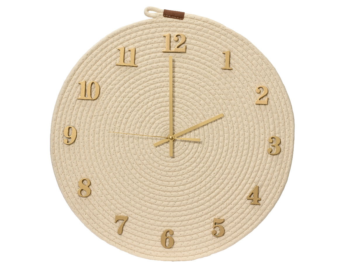 Pendule ronde couleur beige chiffres dorés D47 cm