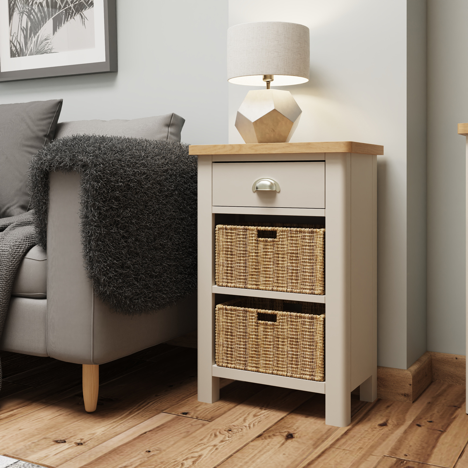 Petit meuble de rangement en bois finition gris clair BATH