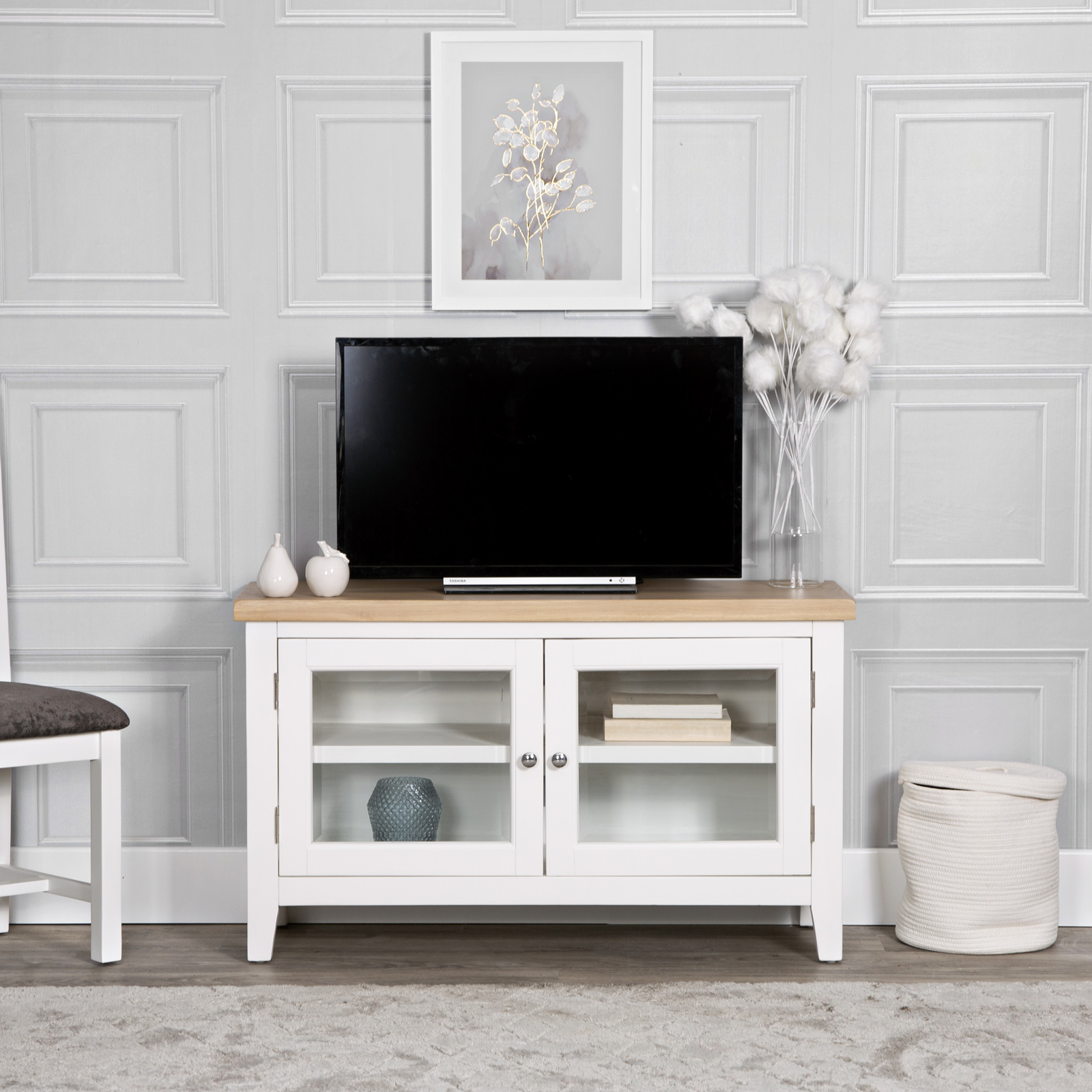 Petit meuble tv blanc en chêne NAXOS