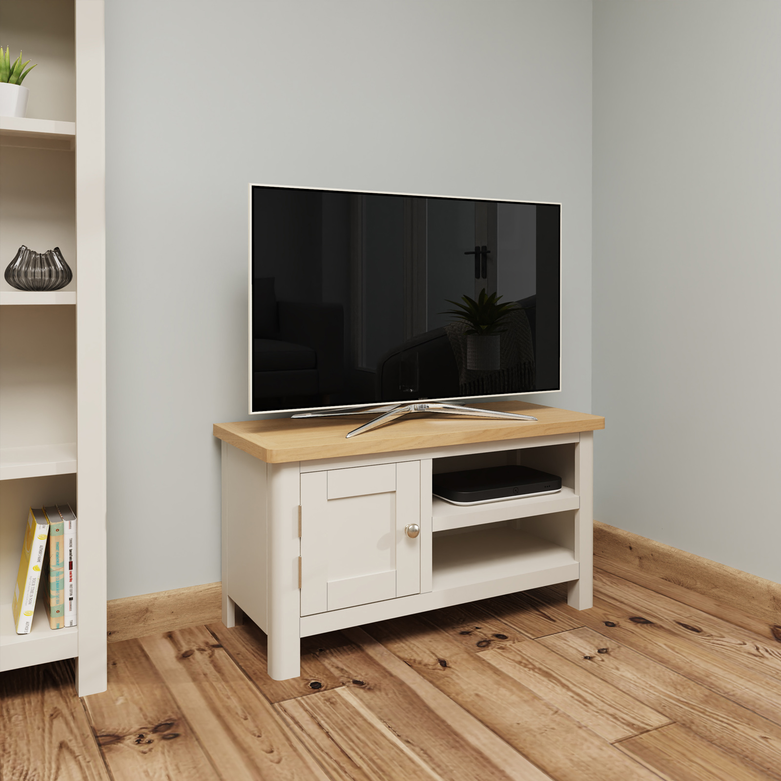 Petit meuble TV en bois finition gris clair BATH