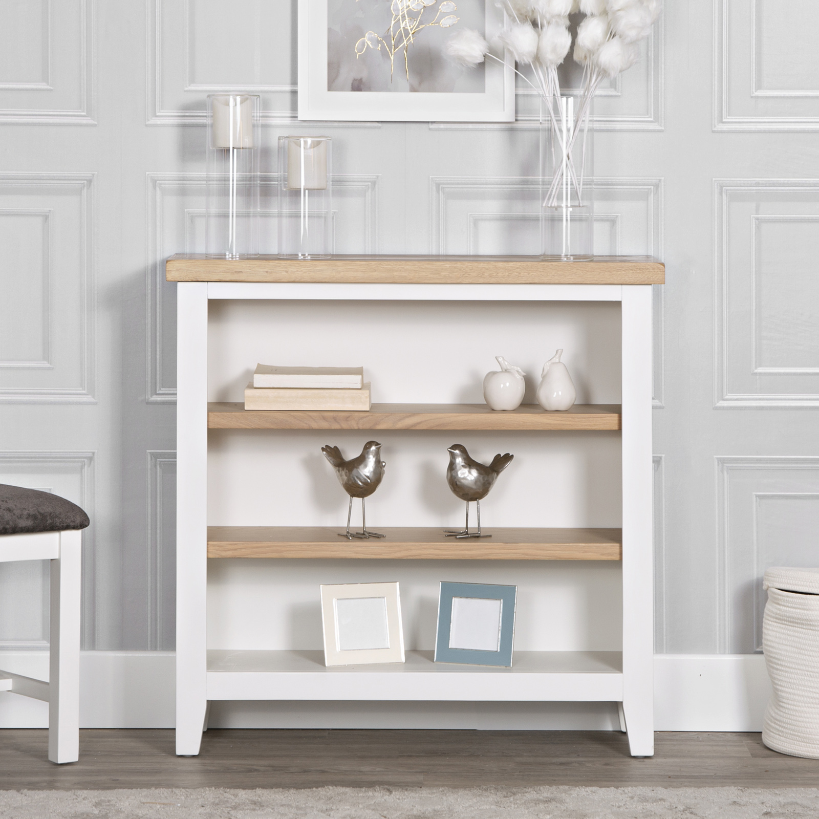 Petite bibliothèque blanche en chêne NAXOS
