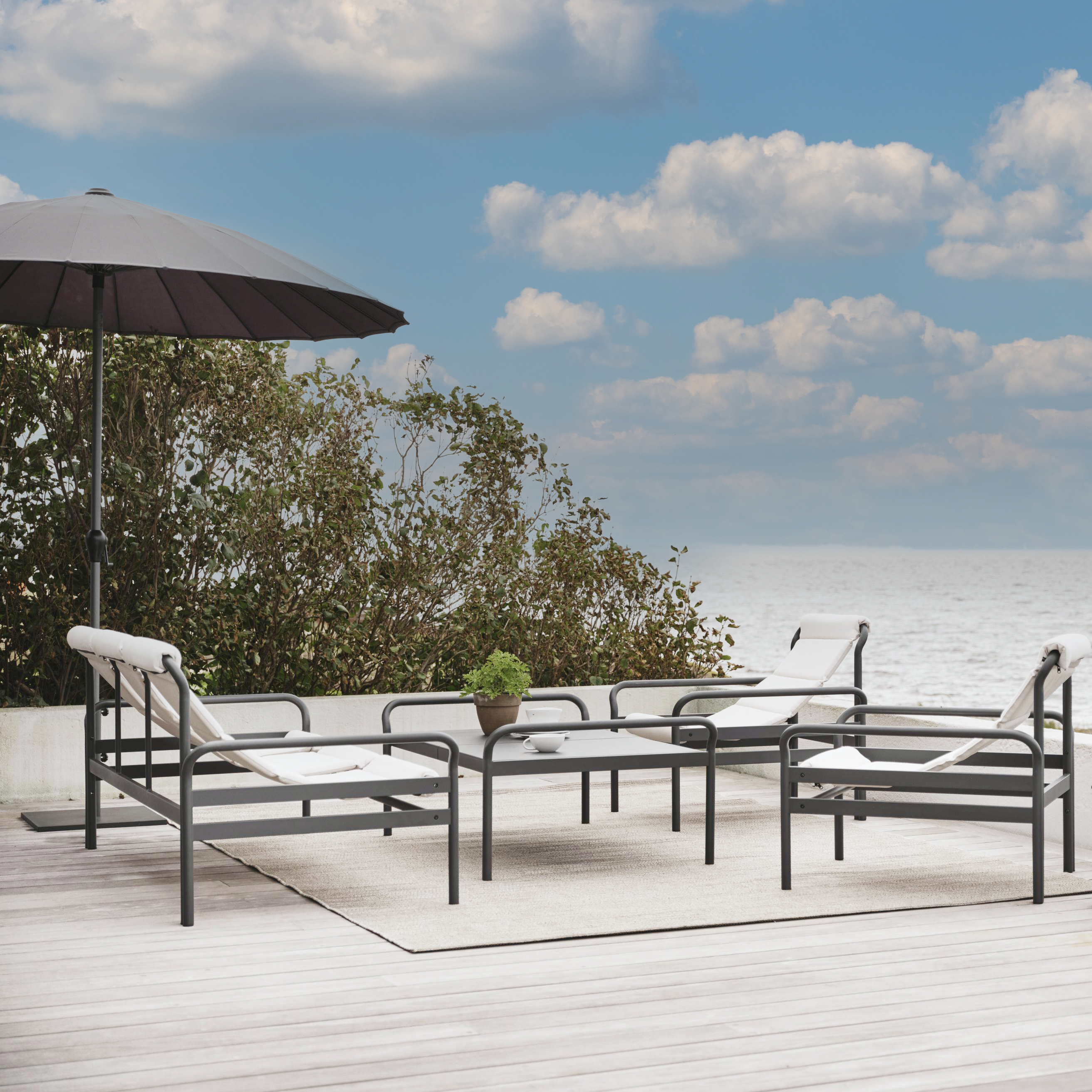 Salon de jardin en aluminium gris ardoise (4 pièces) OSLO