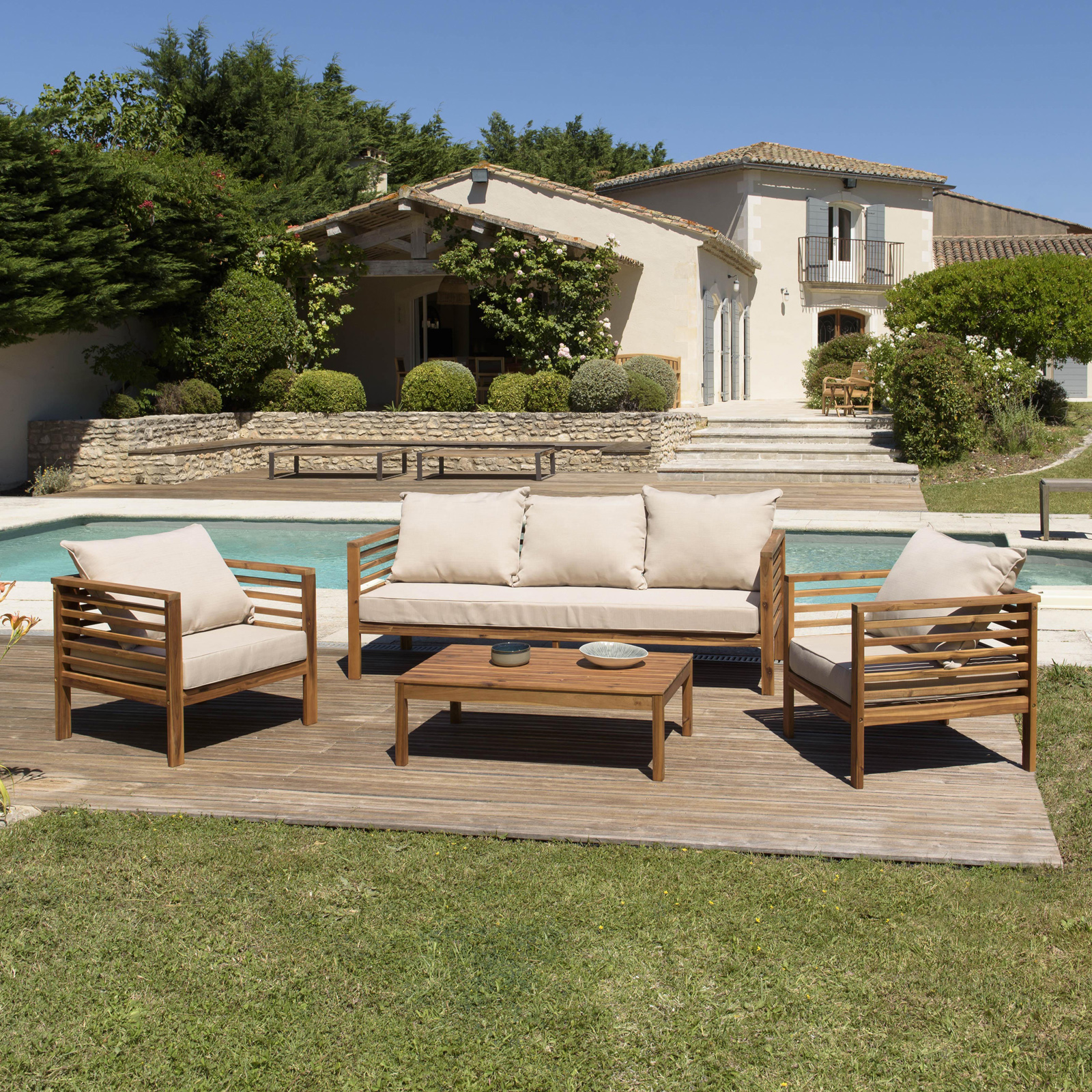 Salon de jardin en bois d'acacia 5 places SUMMER