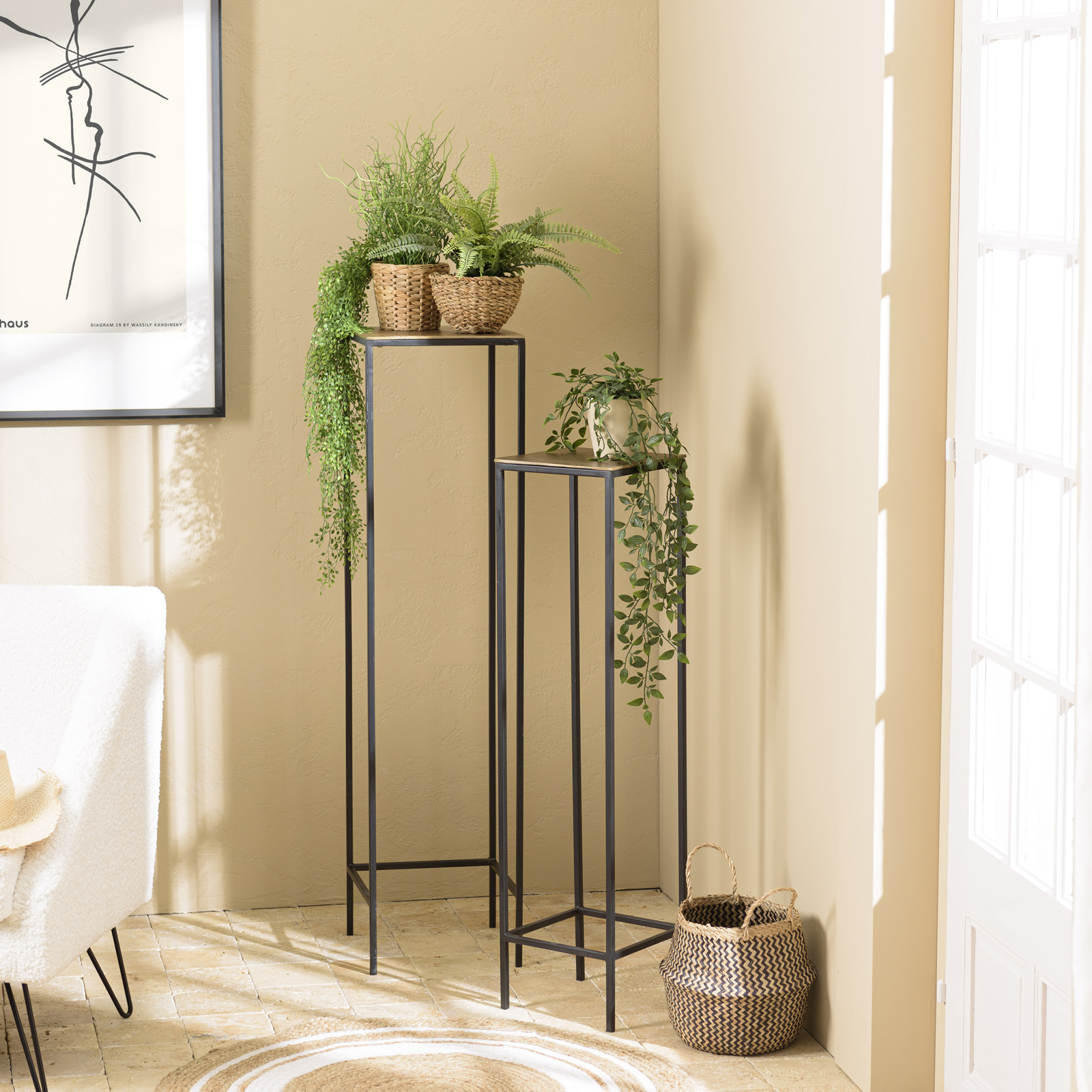 Sellette porte-plante en métal doré (lot de 2) ZALA