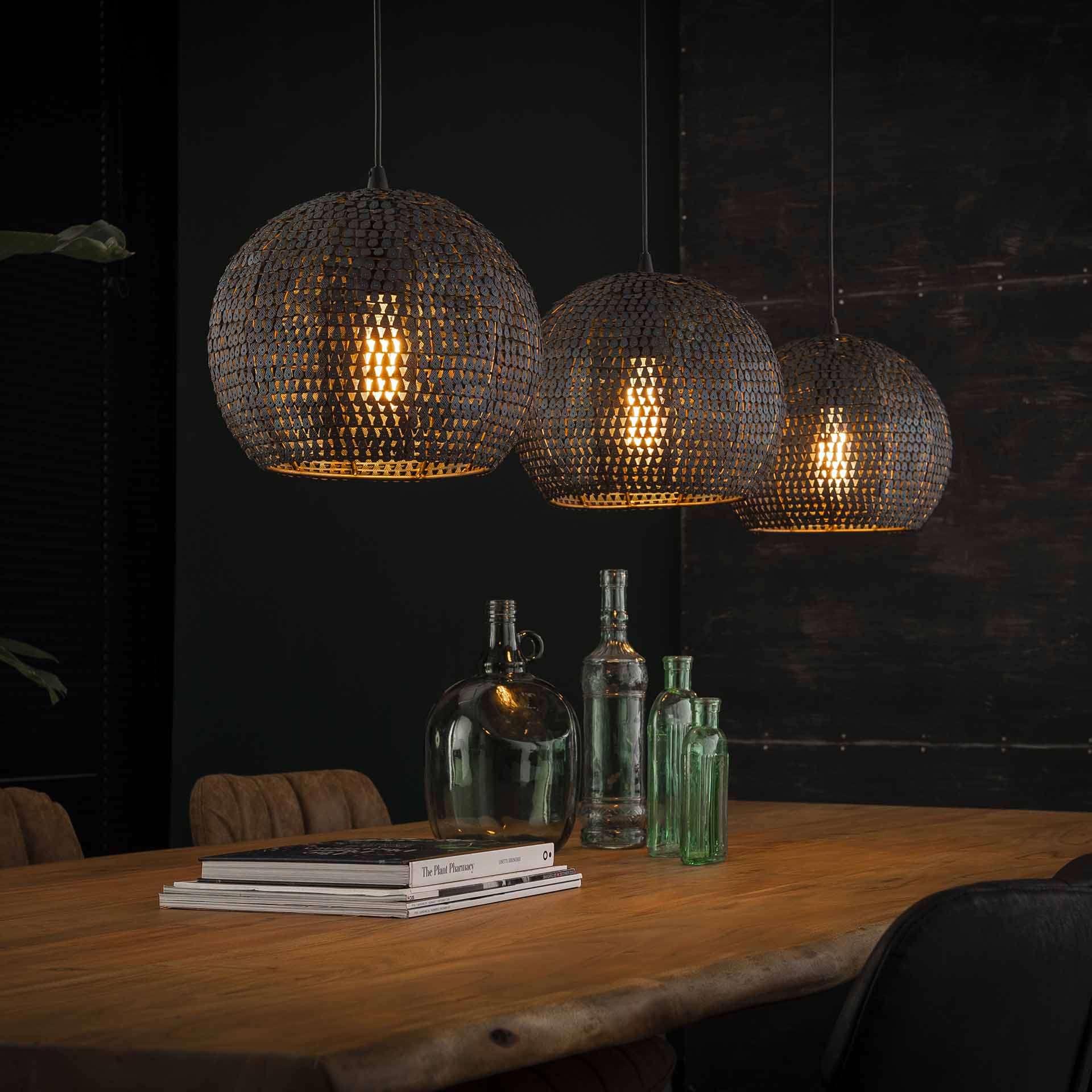 Suspension boule 3 lampes effet mosaïque JAVA